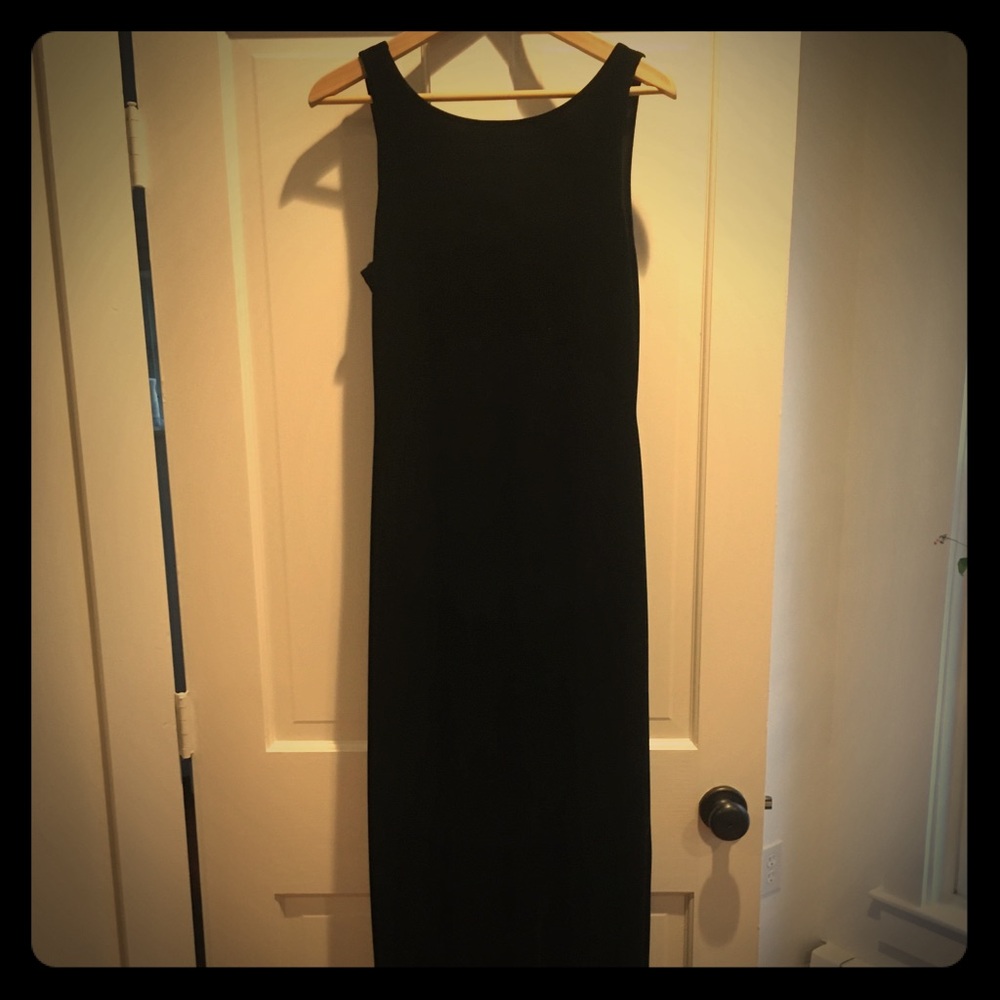 Black velvet floor length dress